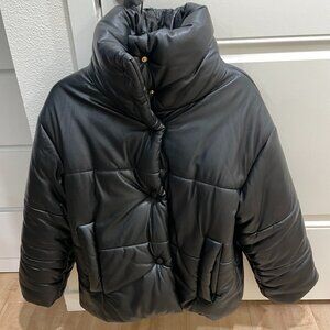 NANUSHKA Hide Quilted Padded Vegan Leather Jacket Coat Black Size XS $895